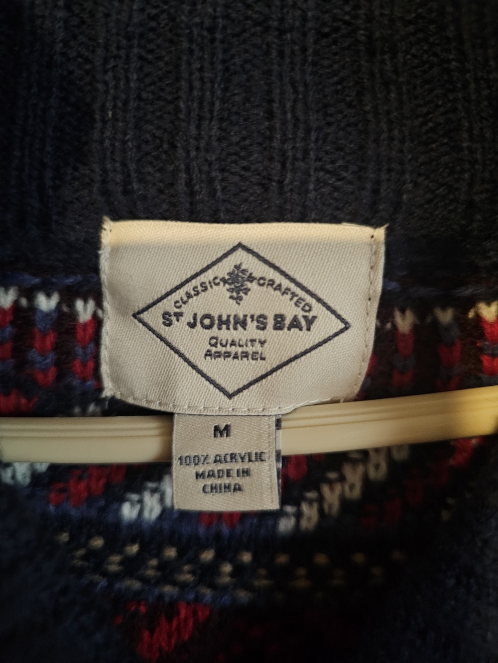St. John's Bay Navy, Red and Cream Fair Isle Sweater - Picture 4 of 7